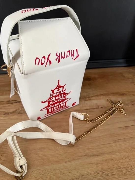 Chinese Takeout Container White Shoulder /Crossbody Bag - Picture 3 of 5